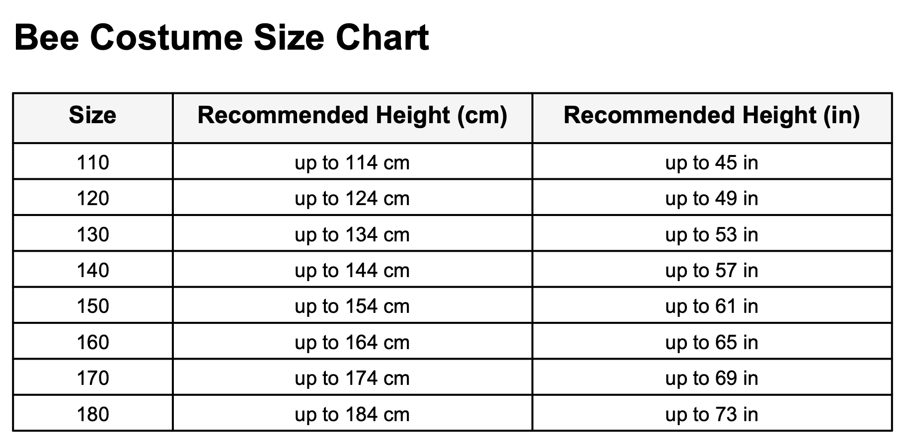 Size Chart