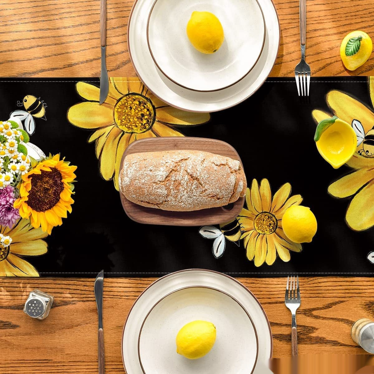 Bee Black Table Runner & Placemat Set | Beezzit