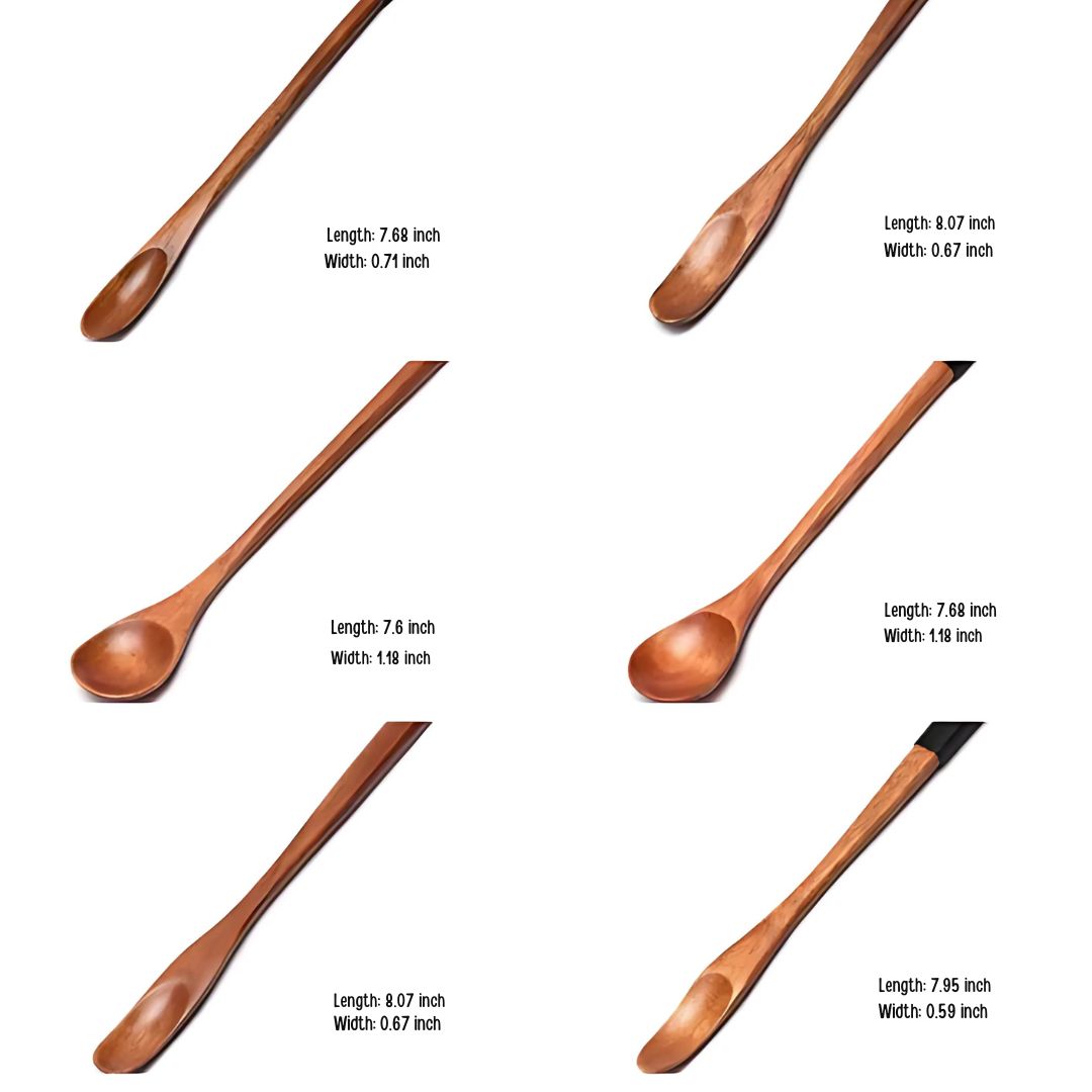 Wooden Long Honey Spoons (6-Piece Set) | Beezzit Beezzit