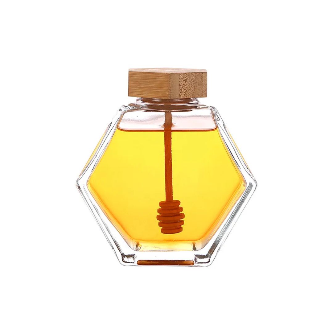 Hexagon Glass Honey Jar | Beezzit Beezzit