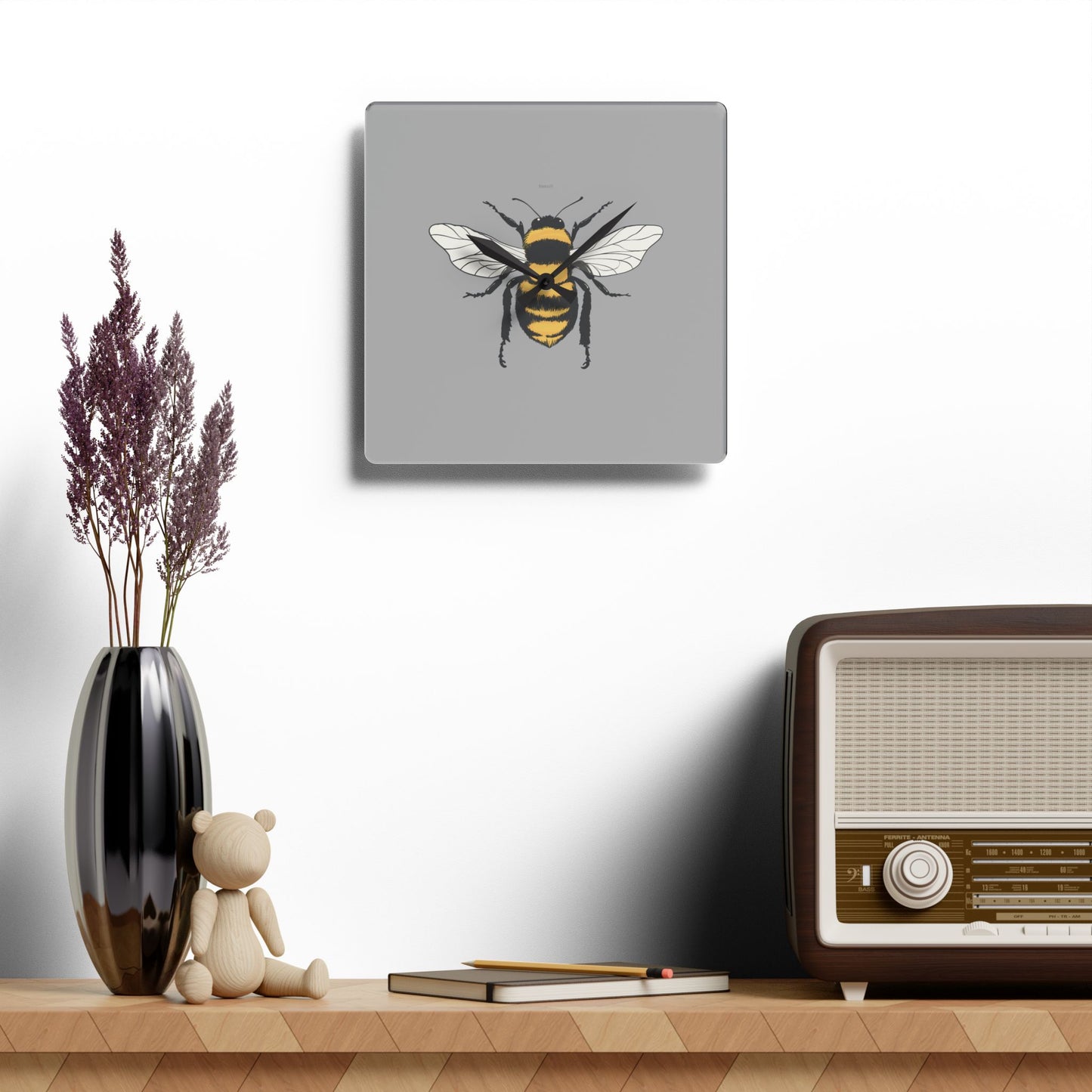 Square Acrylic Bee Wall Clock | Beezzit Beezzit