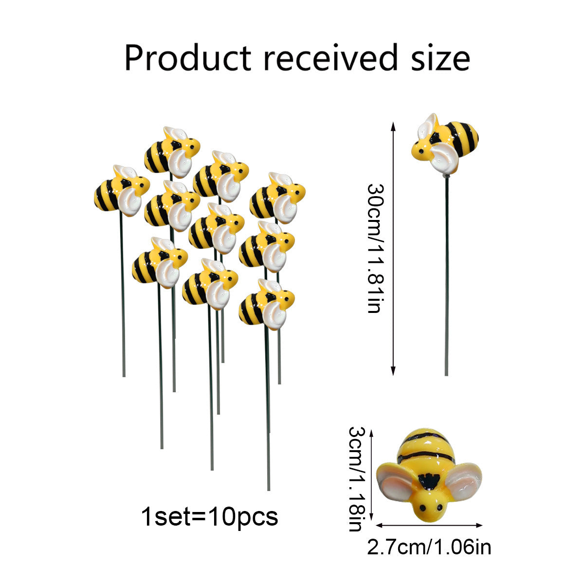 Garden Bee Decorative Stakes (10 Pack) Beezzit