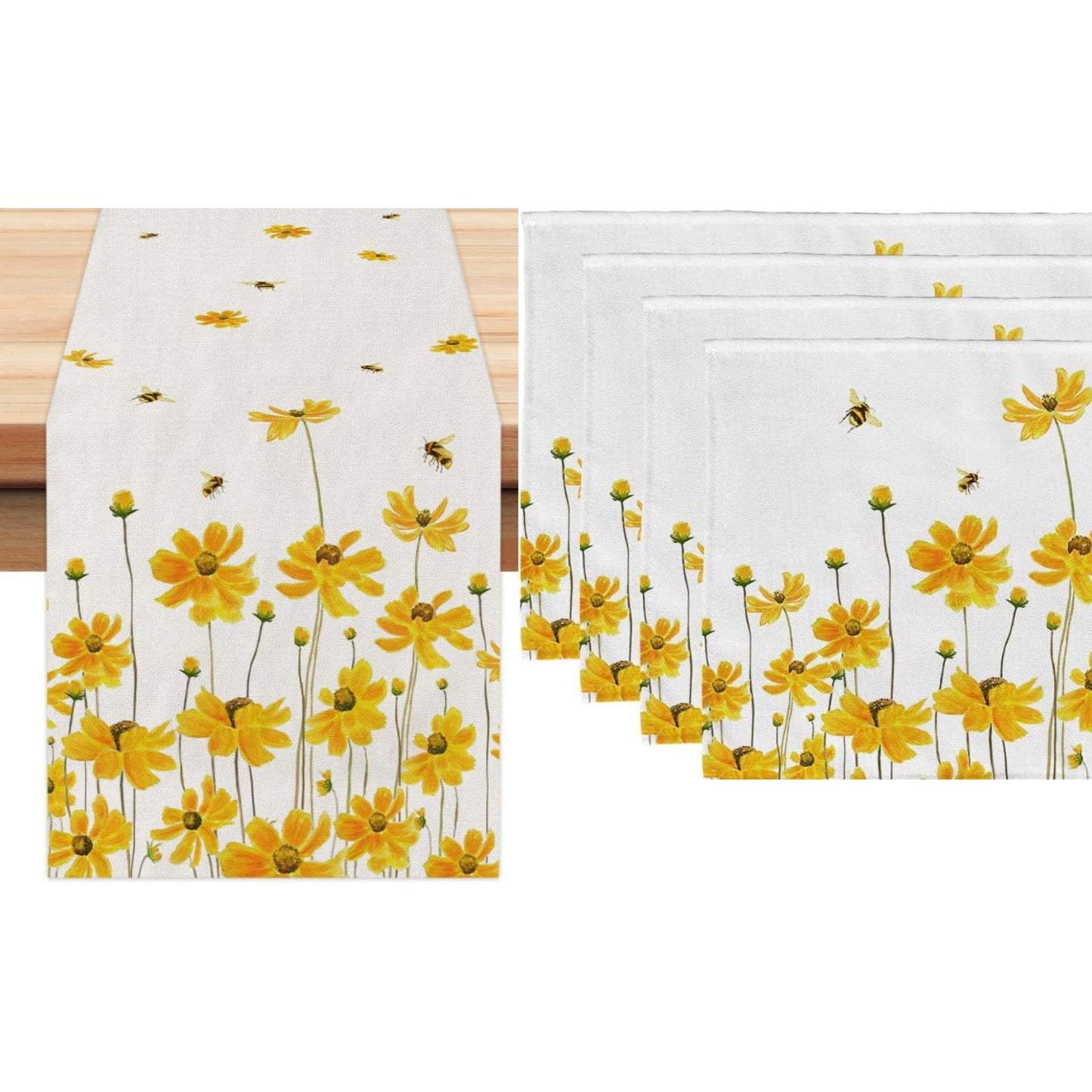 Bee White Table Runner & Placemat Set | Beezzit   Beezzit