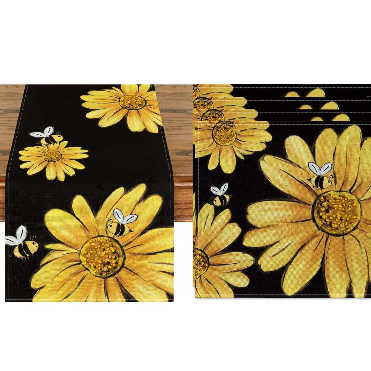 Bee Black Table Runner & Placemat Set | Beezzit   Beezzit