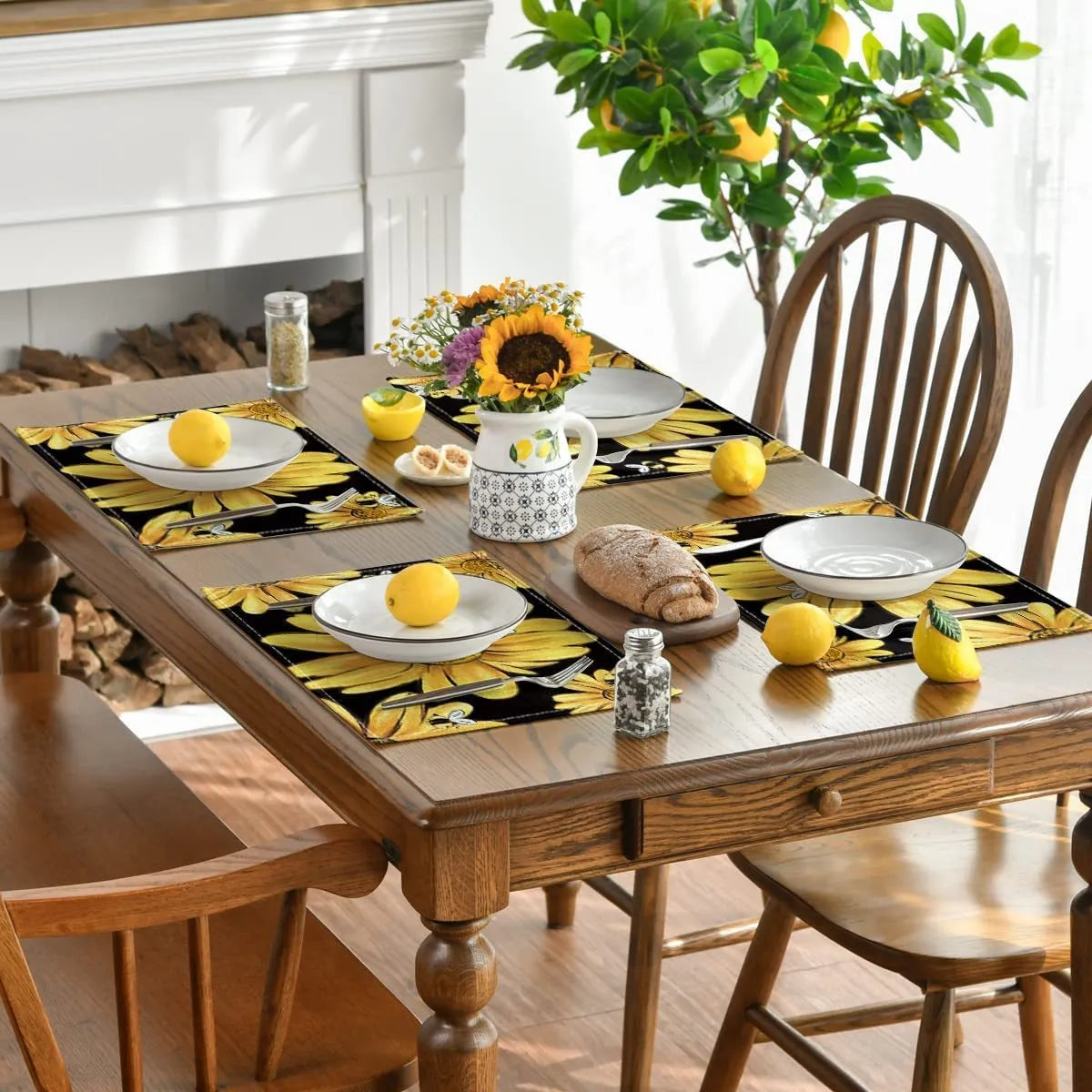 Bee Black Table Runner & Placemat Set | Beezzit