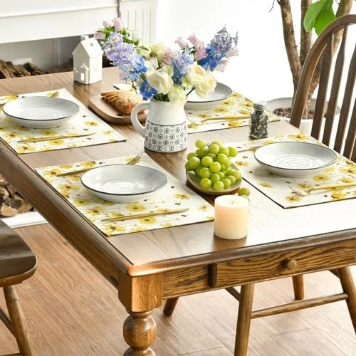 Bee White Table Runner & Placemat Set | Beezzit   Beezzit