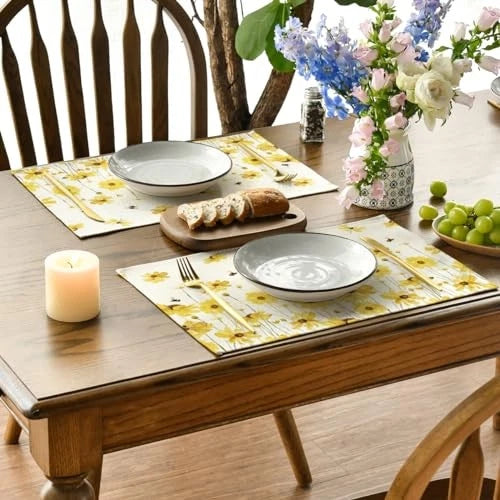 Bee White Table Runner & Placemat Set | Beezzit