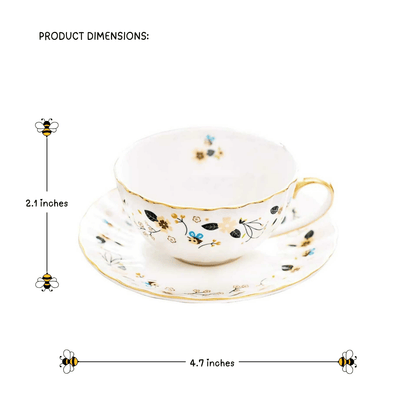 Vintage Bee Ceramic Tea Cup with Saucer | Beezzit  