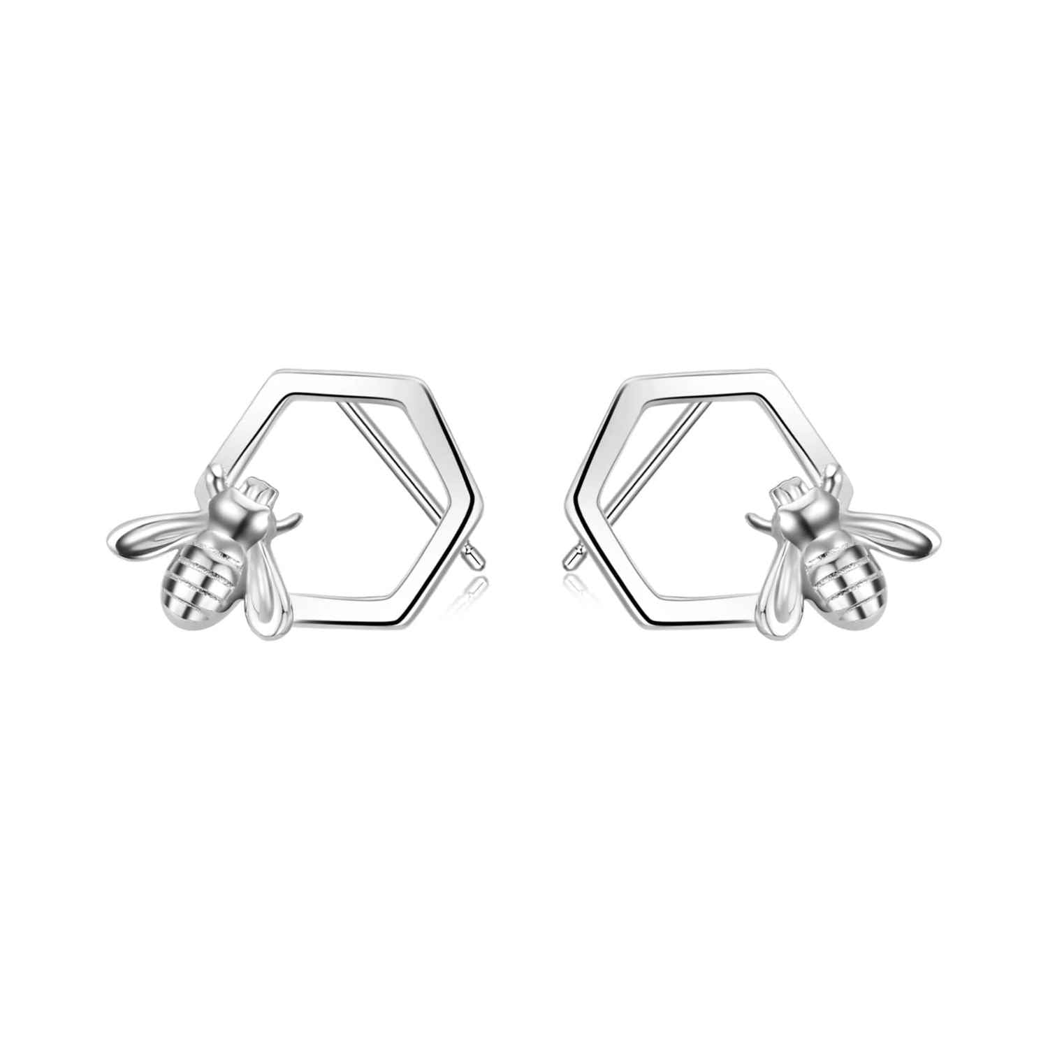 Silver Bee Charm Earrings