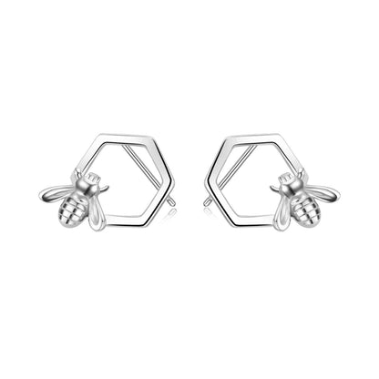 Silver Bee Charm Earrings