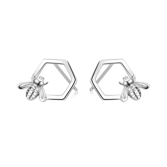 Silver Bee Charm Earrings