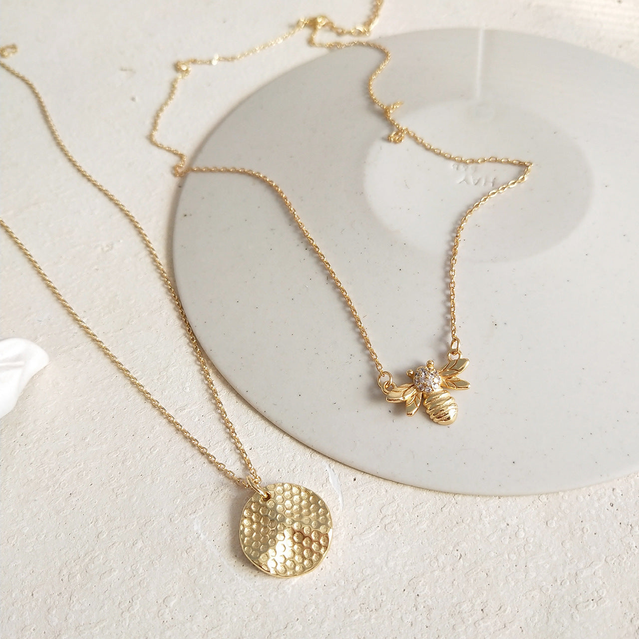 Gold Bee & Honeycomb Necklace Set | Beezzit  