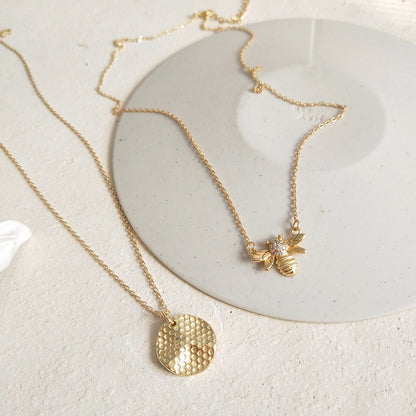 Gold Bee & Honeycomb Necklace Set | Beezzit  