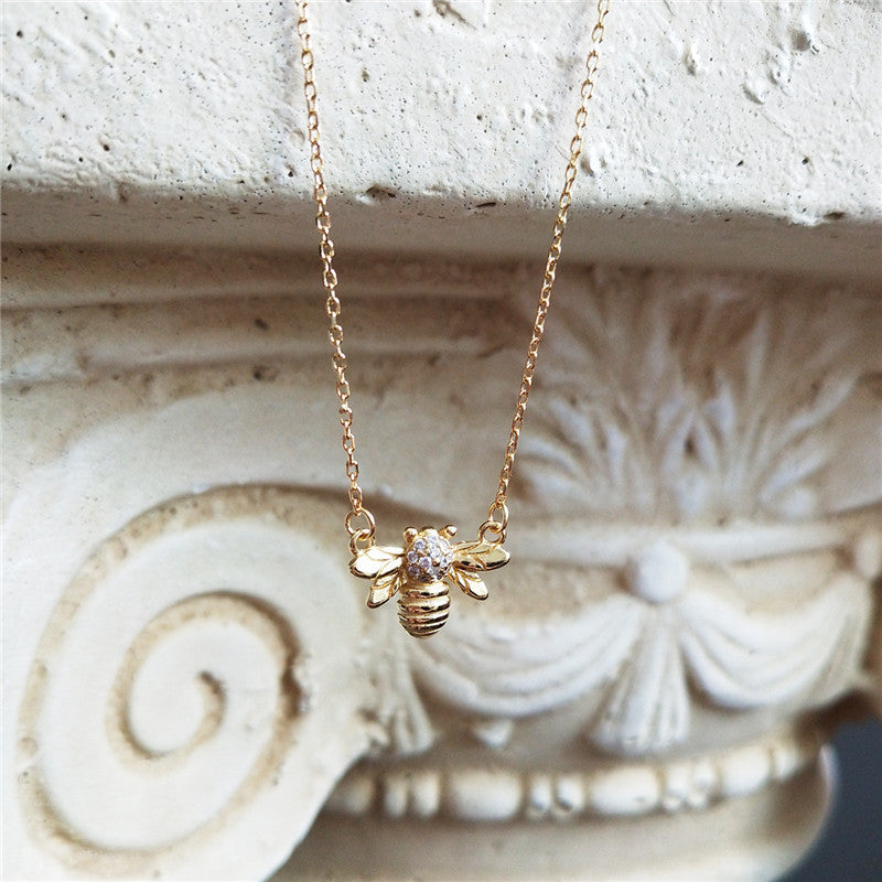 Gold Bee & Honeycomb Necklace Set | Beezzit  