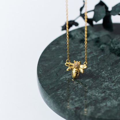 Golden Bee Charm Necklace