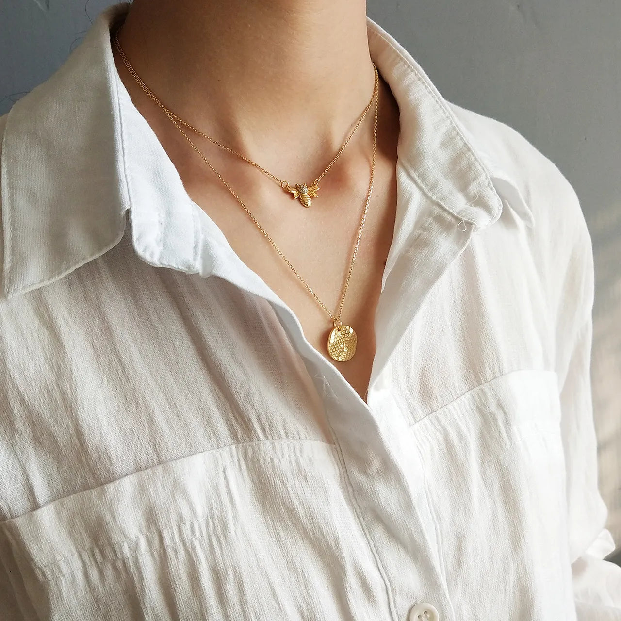 Gold Bee & Honeycomb Necklace Set | Beezzit  
