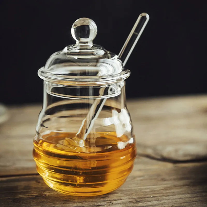 Glass Honey Jar with Dipper | Beezzit   Beezzit