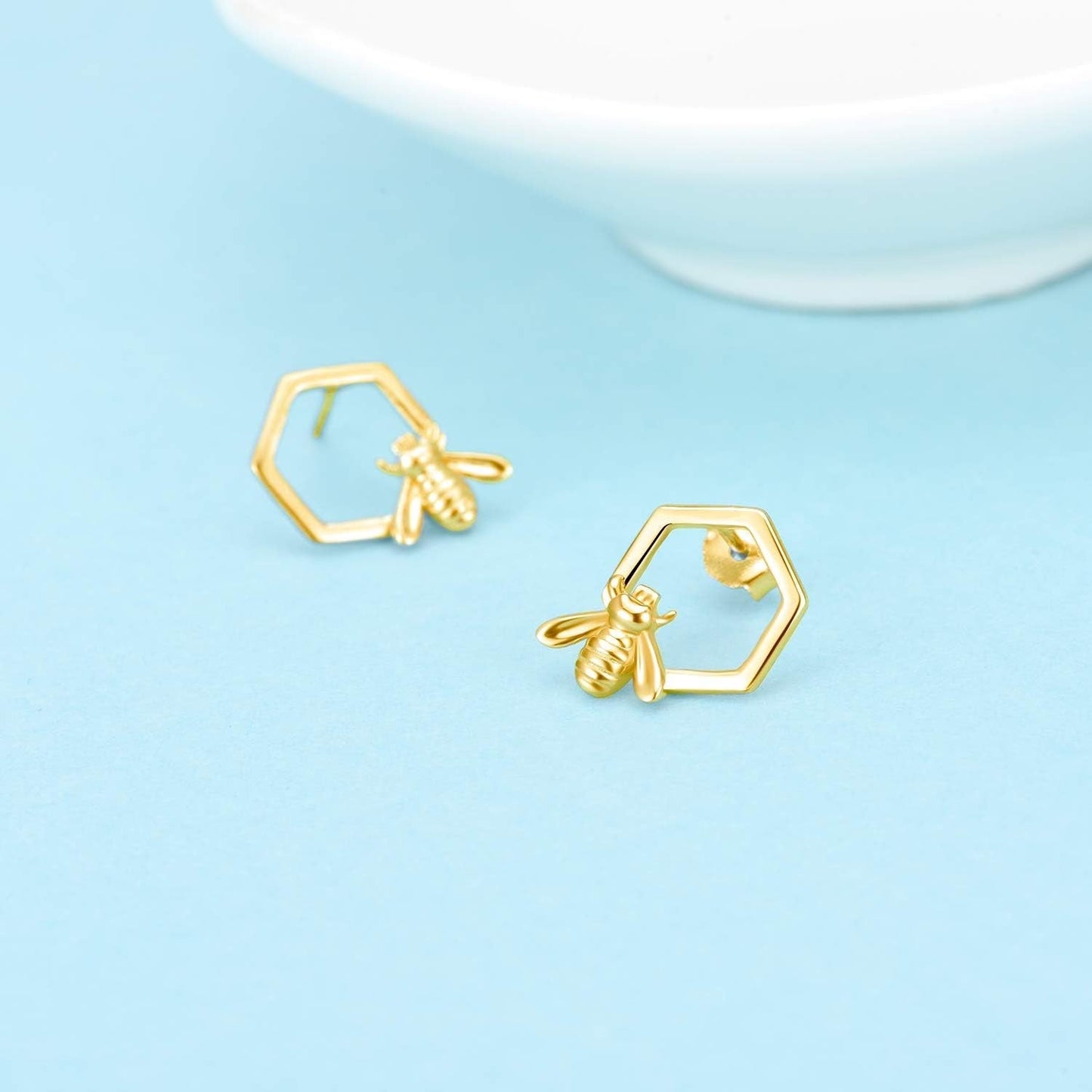 Honeycomb Bee Stud Earrings Beezzit