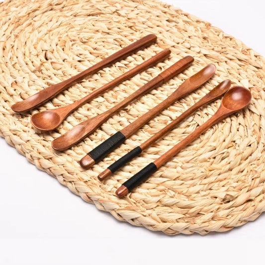 Wooden Long Honey Spoons (6-Piece Set)