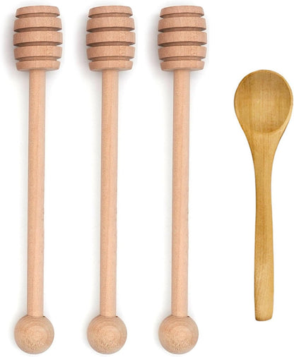 Honey Dipper and Spoon (4-Piece Set)