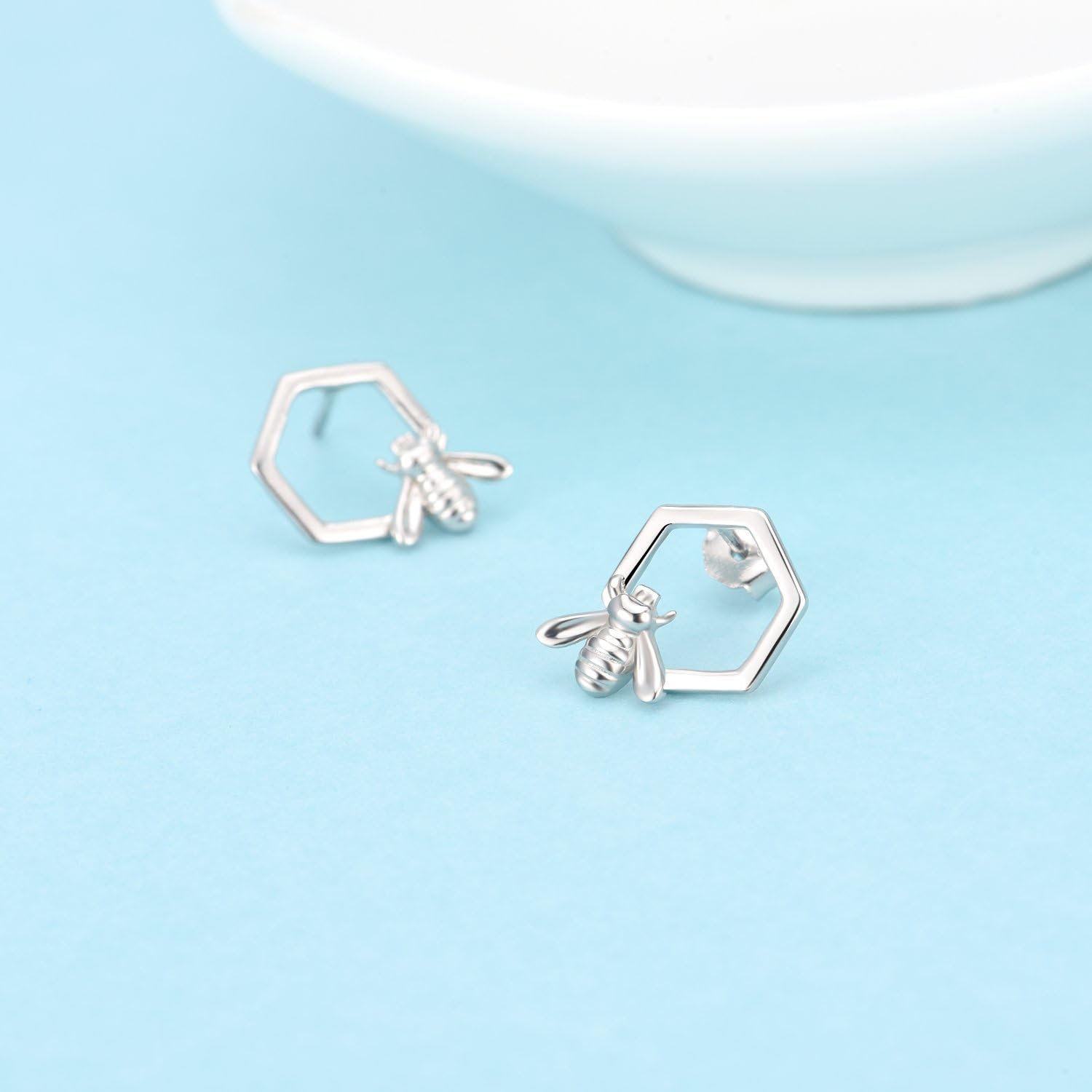 Silver Bee Charm Earrings