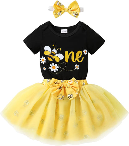 Bee First Birthday Outfit Set