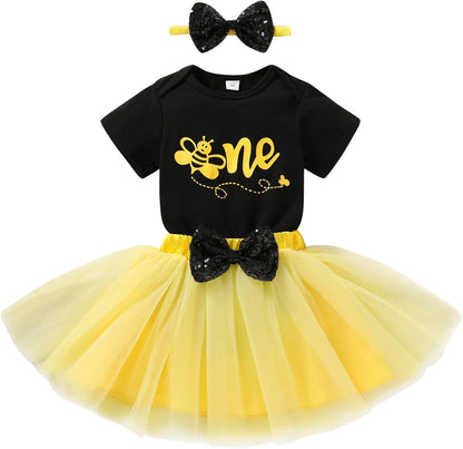 Bee First Birthday Outfit Set