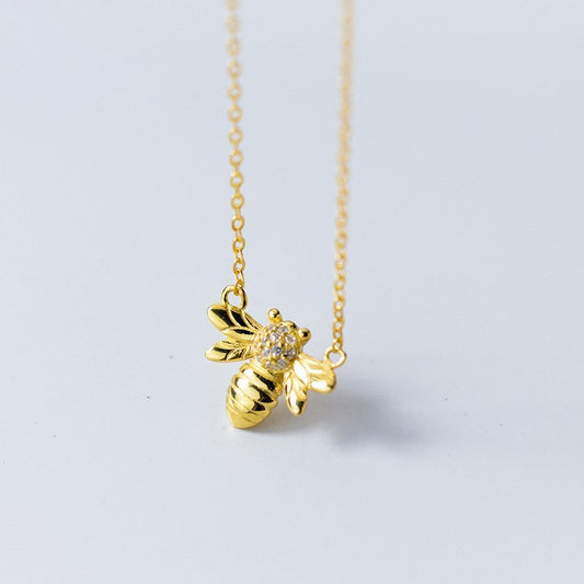 Golden Bee Charm Necklace