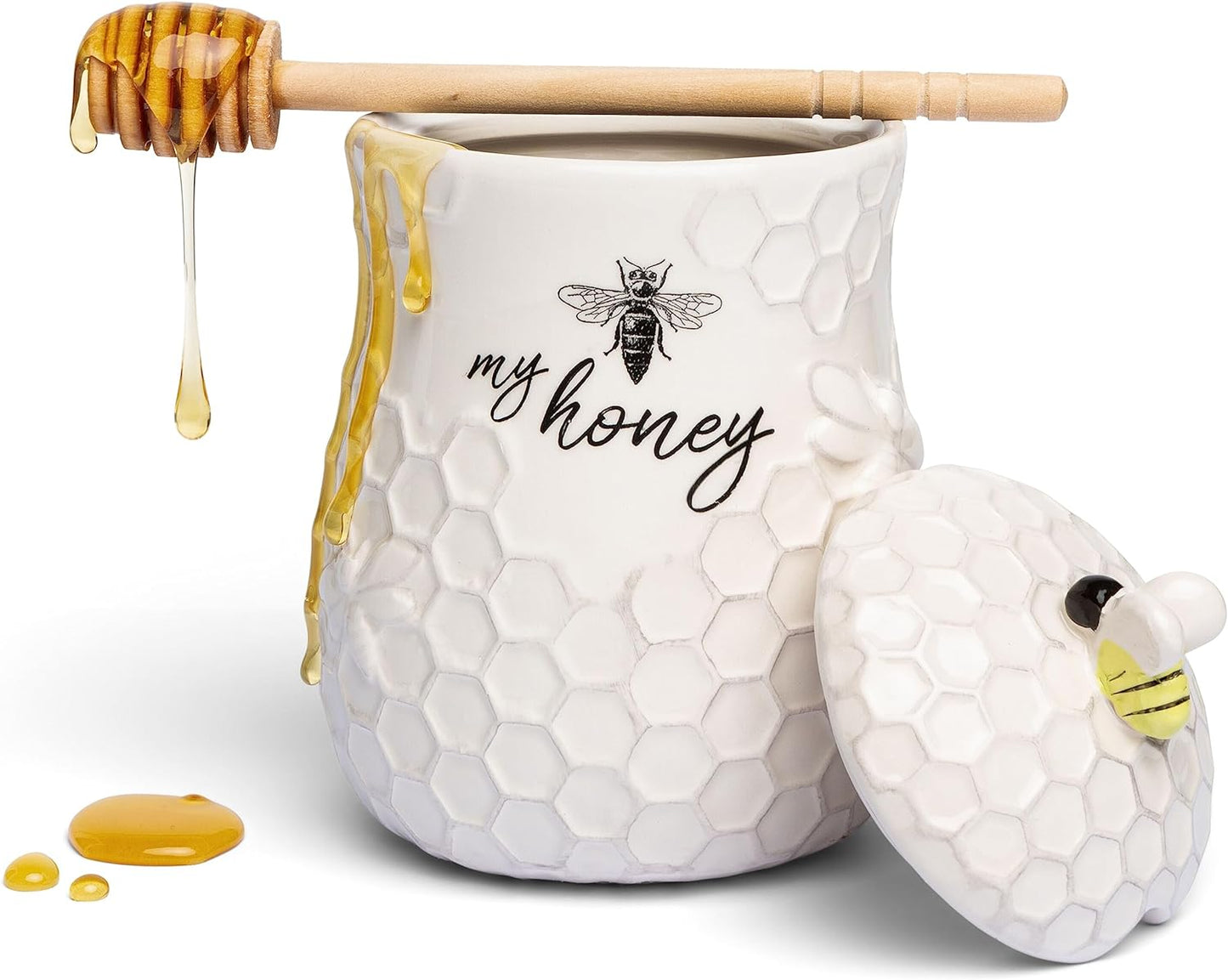 Ceramic Honey Jar with Dipper Beezzit