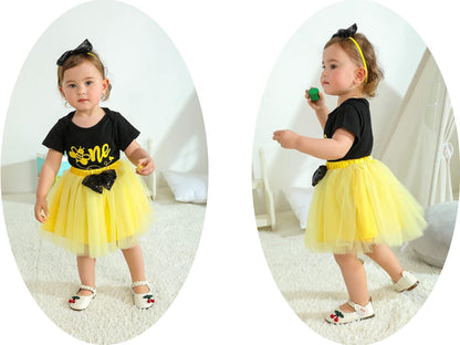 Bee First Birthday Outfit Set