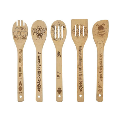 Bamboo Cooking Spoons (5-Piece Set) | Beezzit  