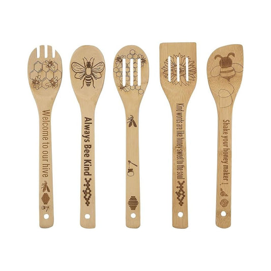 Bamboo Cooking Spoons (5-Piece Set) | Beezzit  