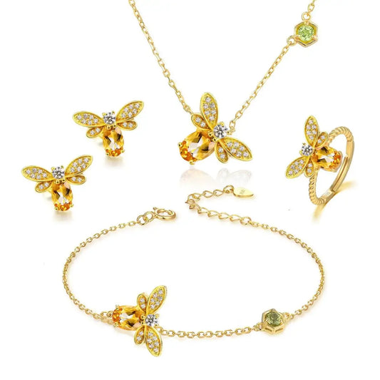 Bee Citrine Jewelry Set (4 Pieces)