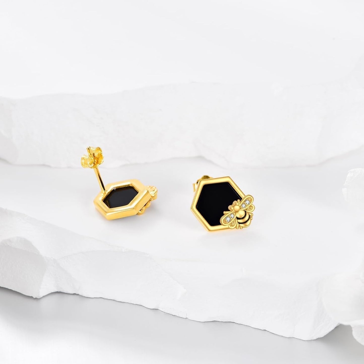 Black & Gold Bee Studs Beezzit