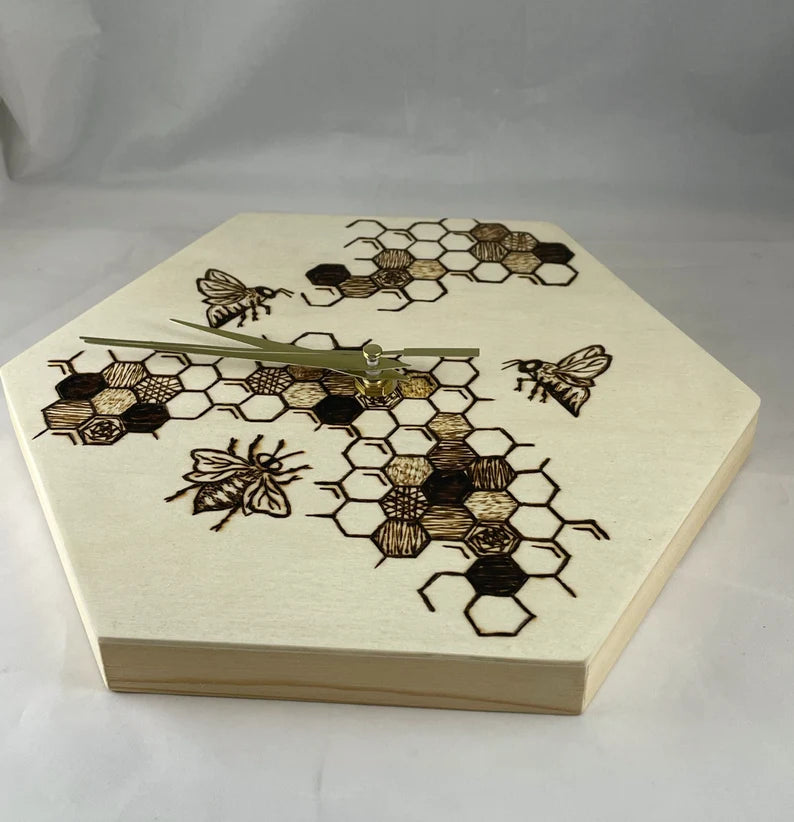 Honeybee Hexagon Clock Beezzit