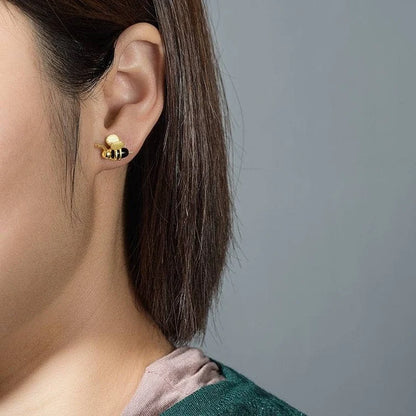 Bee Sterling Silver Stud Earrings